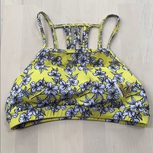 Vullsport Vull Sport Yellow Floral Sports Bra sz M